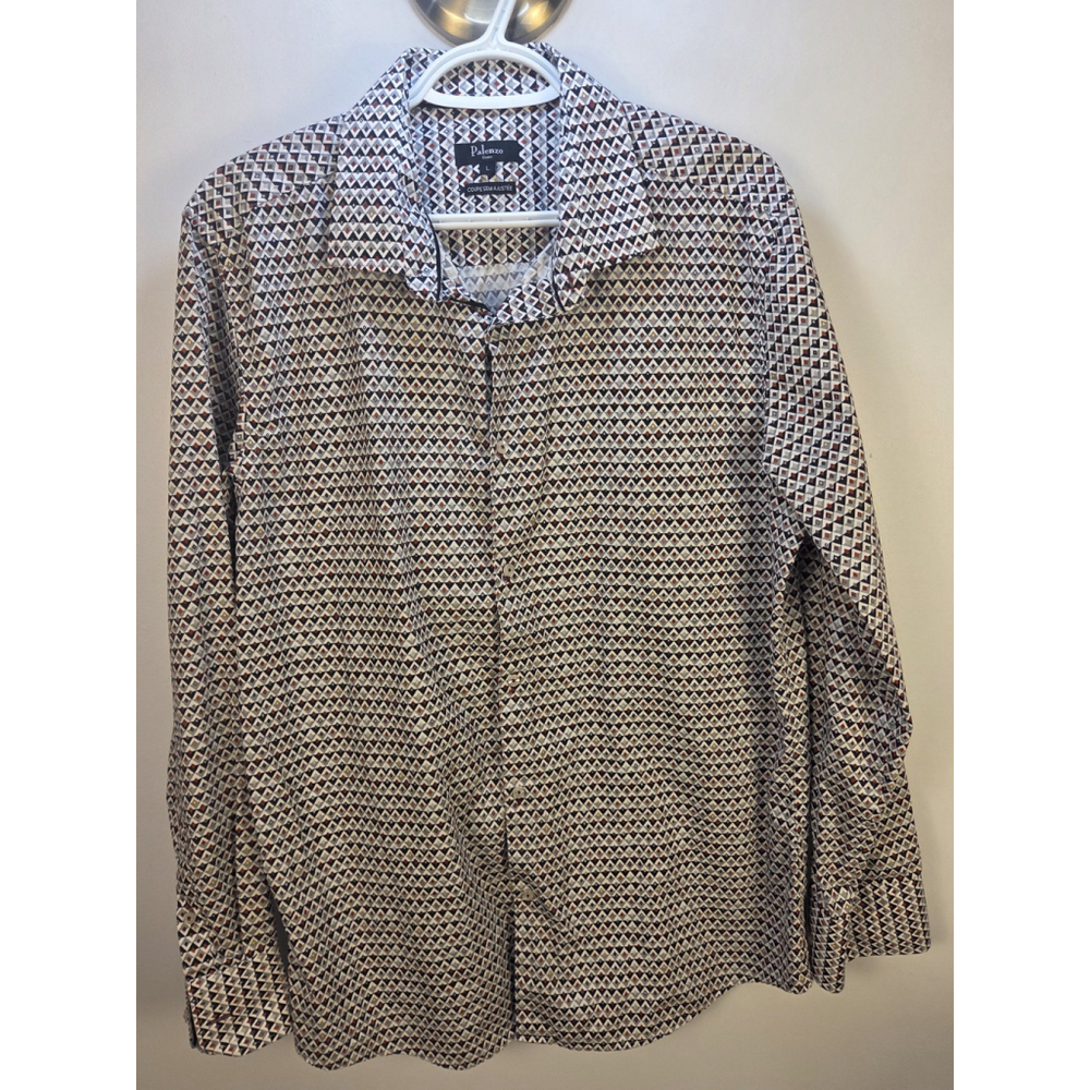 Palenzo Uomo Men's Shirt Size Large 100% Cotton Pre-Owned